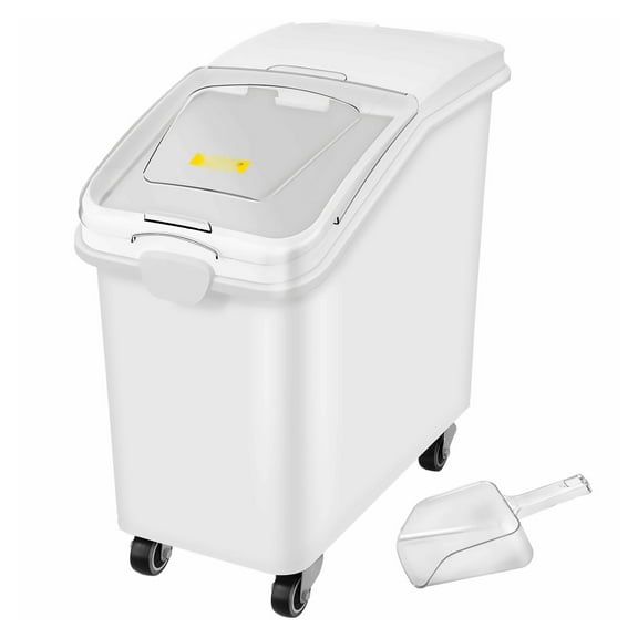 27 Gallon Ingredient Storage Bin - 100L Food Container with Scoop & Sliding Lid - Airtight Dry Food Storage for Kitchen & Pet Food - White