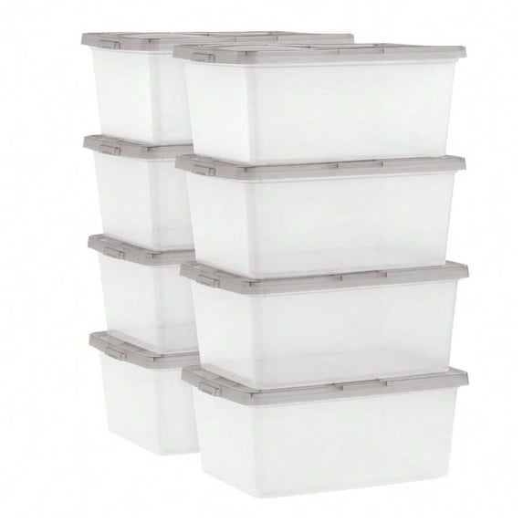 Stackable Storage B 27-Gallon Large-Capacity Storage Box, High-Strength Transparent Plastic ...