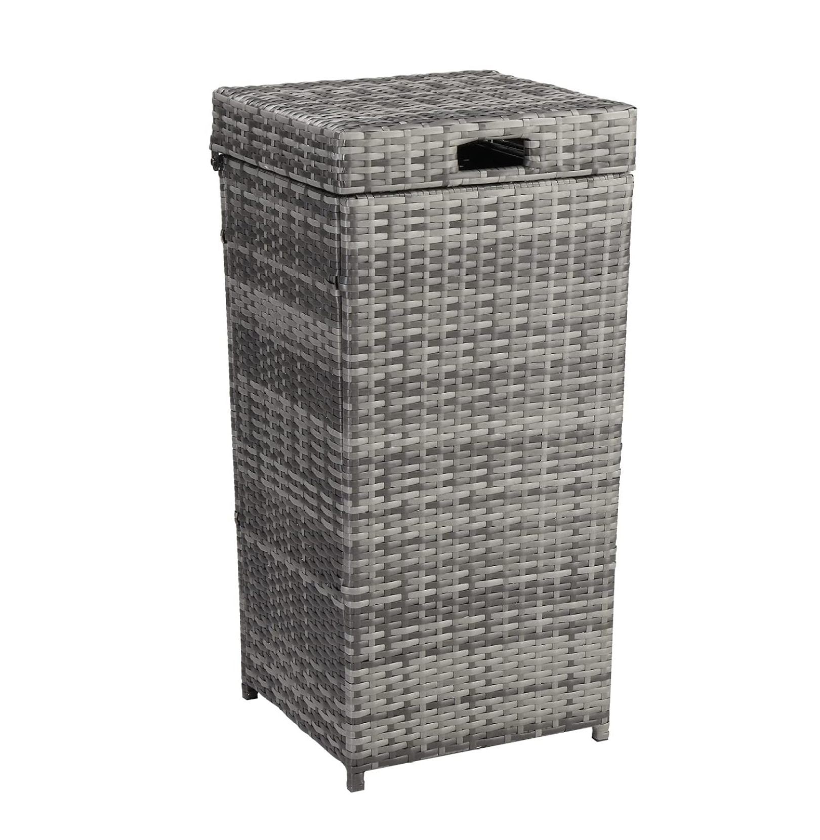 27 Gallon Rattan Trash Can Wicker Patio Trash Can, Tall Rattan Garbage