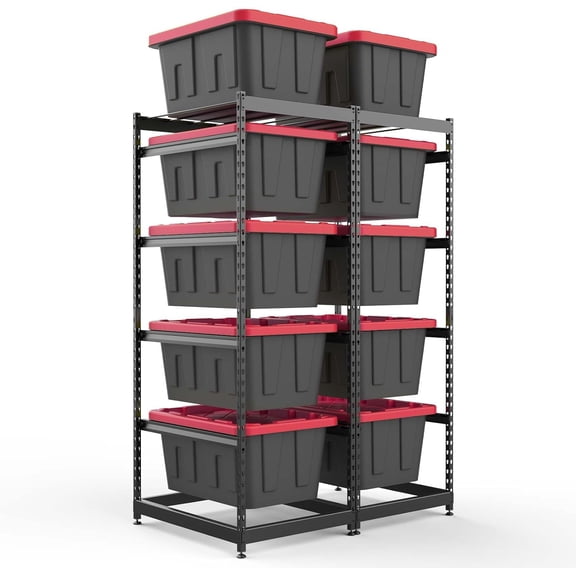 27 Gallon Storage Bin Rack Organizer, Heavy-Duty Tote Storage Rack, 5-Tier Standing Storage Bin Shelves, 250 lb Capacity, Maximize Space for Garage, Warehouse, Utility, 2 Pack (Totes Not Included)