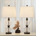 thumbnail image 1 of 27" Glass Table Lamps Set Of 2, 3 Way Dimmable Chrome Bedside Nightstand Lamps With Stacked Clear Glass Ball, Modern End Table Lamp With White Shade For Living Room Bedroom Office, 1 of 8