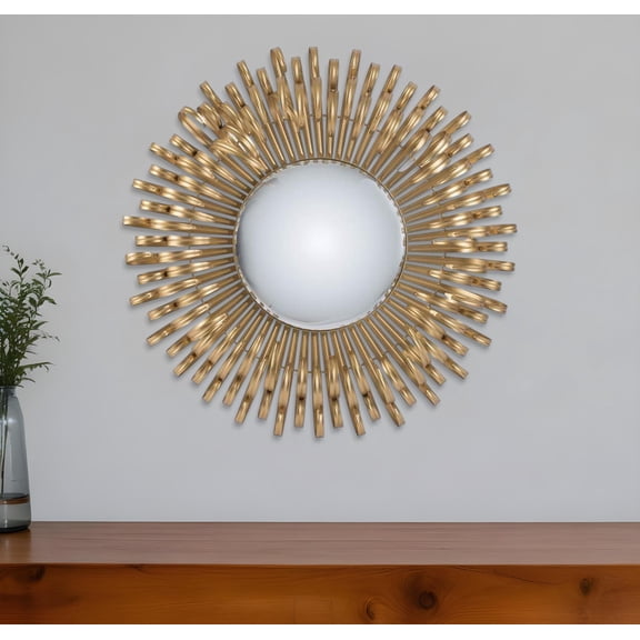 27" Gold Sunburst Iron Framed Accent Mirror