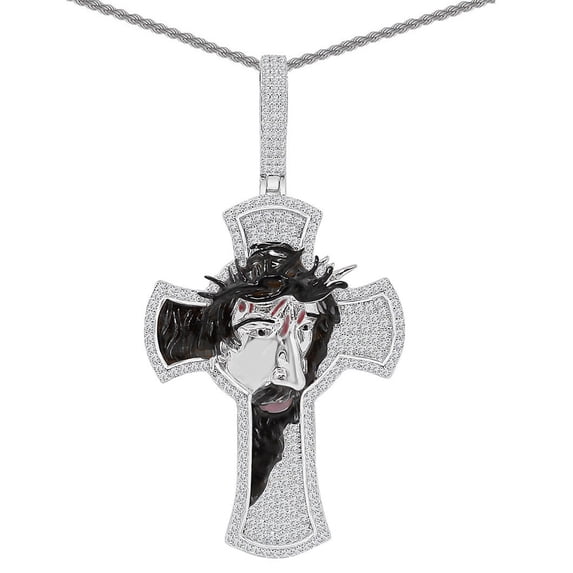 27+ Grams Real Sterling Silver Jesus Crown of Thorns Cross Pendant Charm + Chain