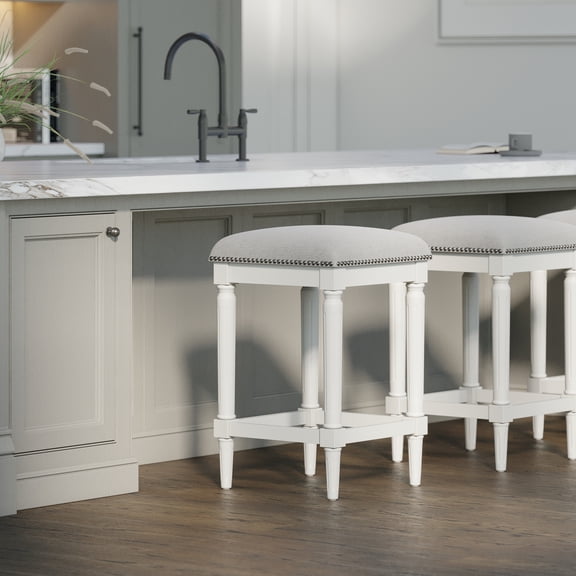 27"H Square Counter Stool, White, 1PC