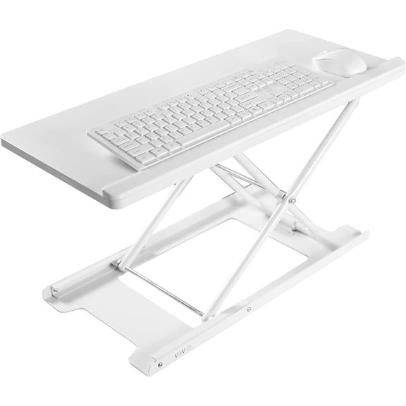 27" Heavy-Duty Scissor Lift Keyboard & Mouse Riser for Ergonomic Sit-Stand Workstation, White DESK-V000PW