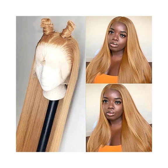 #27 Honey Blonde Human Hair Wig HD 13X6 Lace Frontal Wigs Bone Straight Human Hair Wig