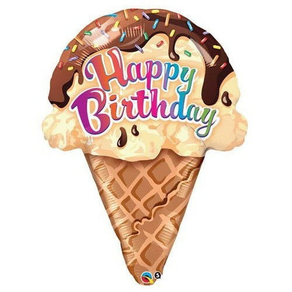 27" Ice Cream Cone Pack Happy Birthday Foil Balloon