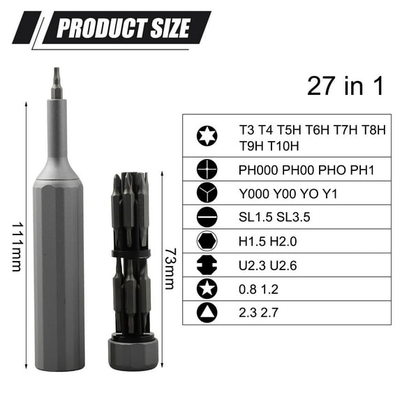 27 In 1 Manual Screwdriver Set Alloy Steel Magnetic Precision Double Tip Bits 27 In 1