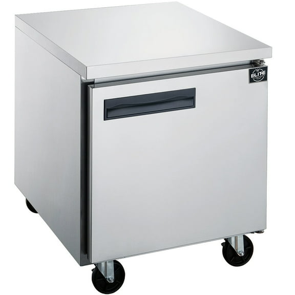 27''W Single Door Stainless Steel Undercounter Commercial Refrigerator, 6.3 Cu.Ft., NSF Certified