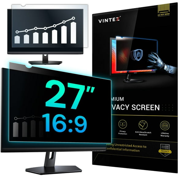 VINTEZ 27 Inch 16:9 Privacy Screen for Computer Monitor and Laptop - Anti Glare Protector Film Blue Light Filter Eye Protection - Computer Screen Privacy Shield