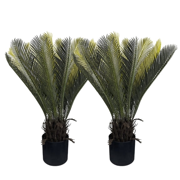 27 Inch Artificial Sago Palm Tree, 2 Pack Faux Cycas Plant for Indoor Home Decor
