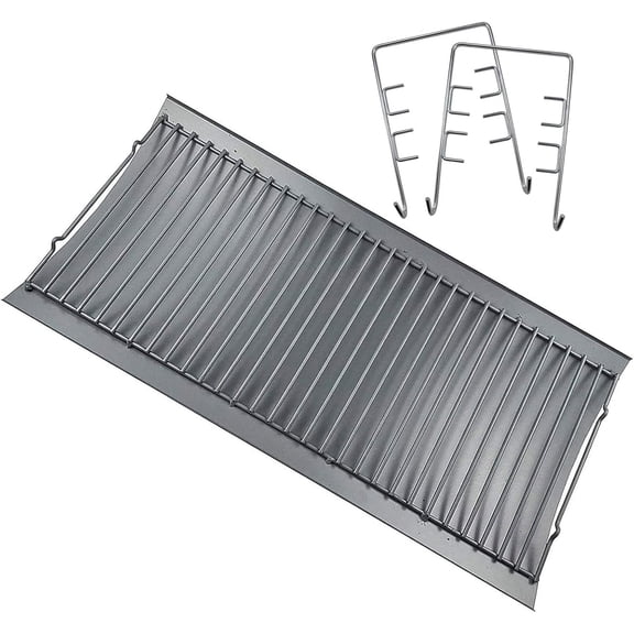 27 Inch Ash Pan Replacement Parts for Char Griller 1224, 1324, 2121, 2222, 2727 and Charbroil Grills, Charcoal Tray with 2pcs Fire Grate Hanger Set