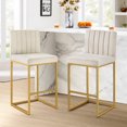 thumbnail image 1 of 27 Inch Bar Stool, Velvet Counter Height Bar Stools, Set of 2 Bar Chairs with Back and Metal Legs, Kitchen Island Counter Stools for Pub, Dinning Room, Cafes, 1 of 6