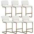 thumbnail image 1 of 27 Inch Boucle Fabric Dining Chairs, Mid-Century Dining Chair with Golden Metal Legs, Simple Bar Stool Upholstered Dining Chairs, Armless Bar Chairs Dining Room, Kitchen, Vanity(Ivory,Set of 6), 1 of 11