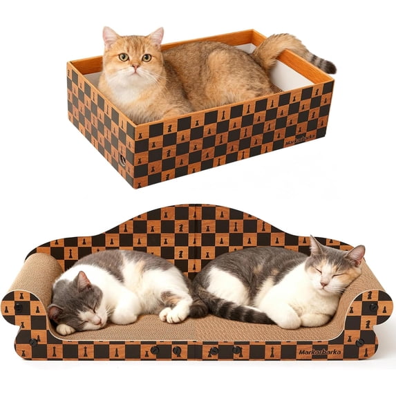 27 Inch Cat Couch Scratcher, Large Cardboard Box with Durable Scratch ...