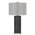 thumbnail image 1 of 27 Inch Ceramic Table Lamp, Faux Leather Wrapped, Dimmer, Gray- Saltoro Sherpi, 1 of 5