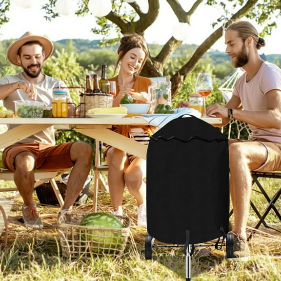 27 Inch Charcoal Grill Cover for 22 inch Weber Grill- Kettle BBQ Gas Grill Cover with Hook&Loop and Drawstring,Waterproof and Anti-UV Material for All Season (27.5*27.5in)