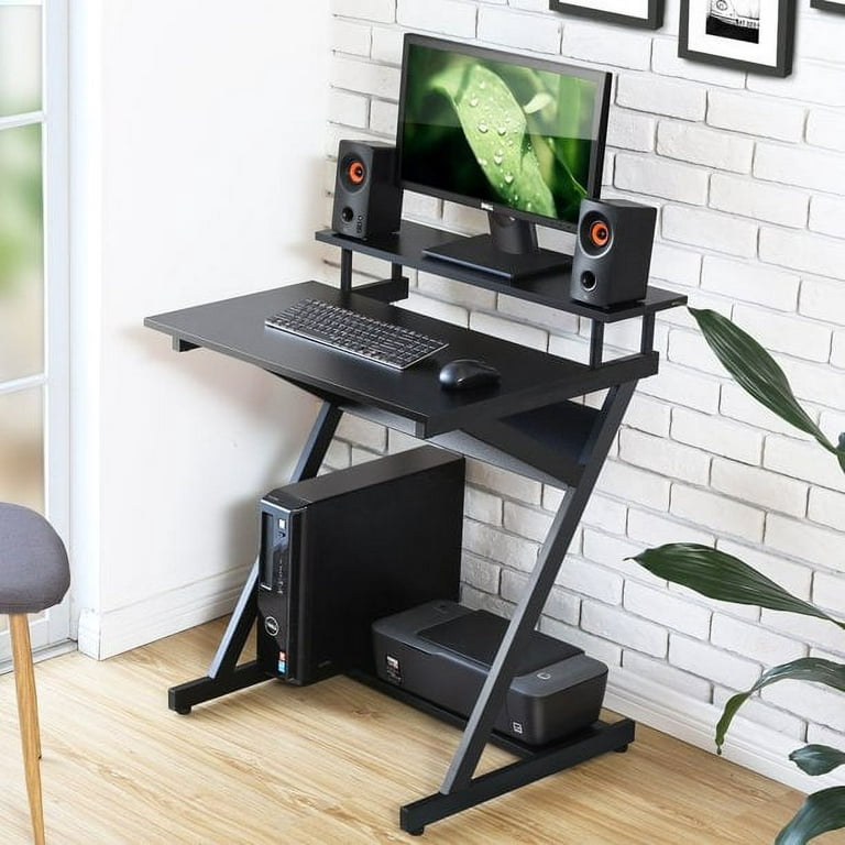 Compact Computer Desk for small spaces, Printer Shelf, Keyboard