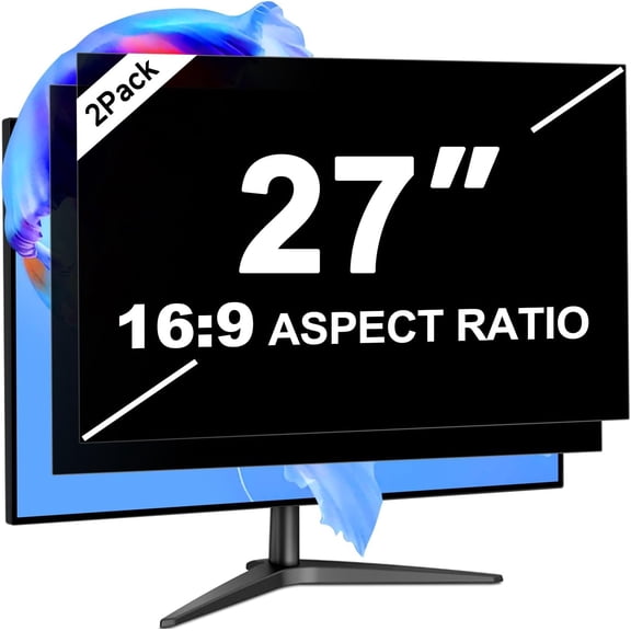 27 Inch Computer Privacy Screen Filter, Removable Universal Monitor Filters 16:9 Aspect Ratio, Anti-Spy Anti-Scratch Anti-Glare Protector for Widescreen Monitors