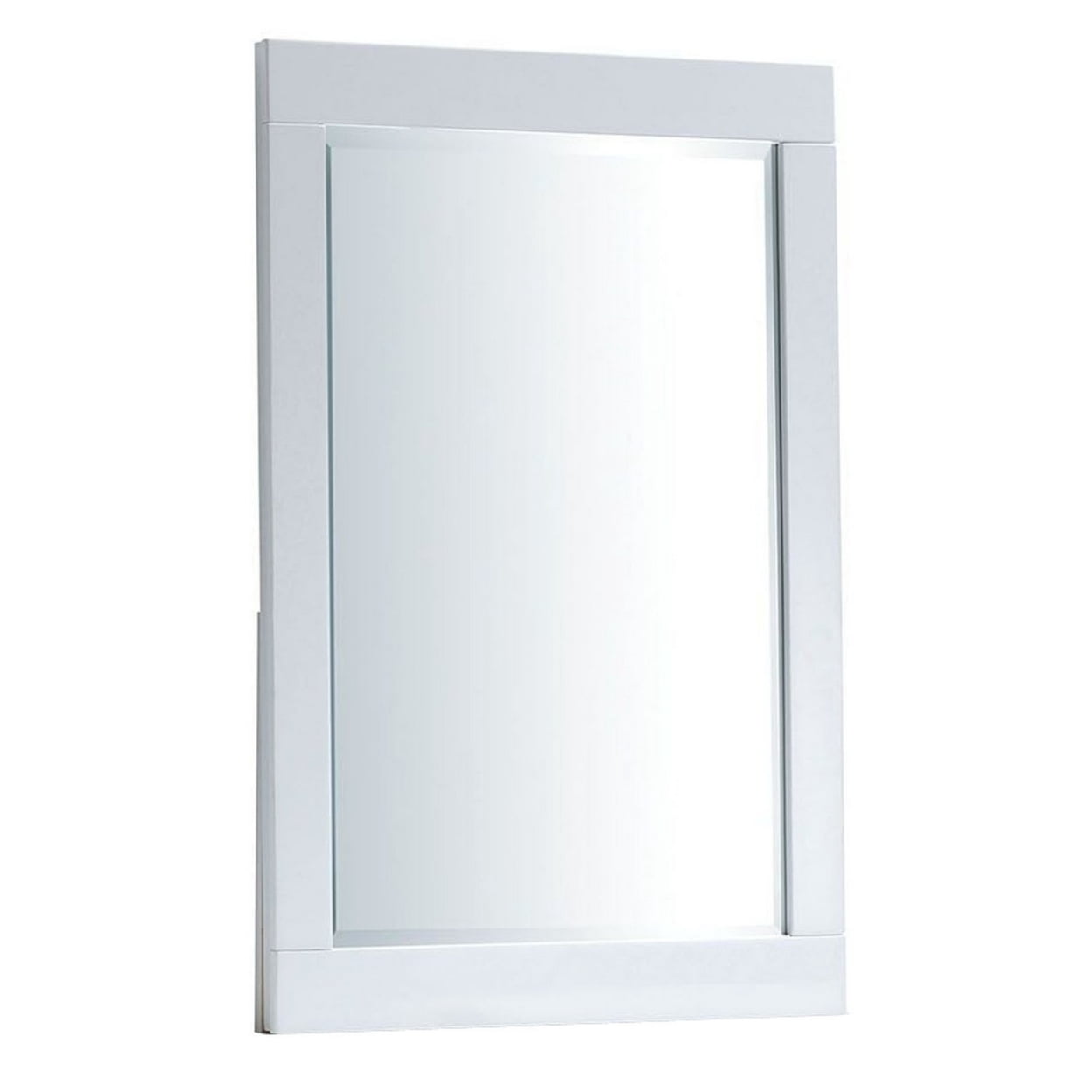 27 Inch Contemporary Wooden Frame Rectangular Mirror, White Saltoro