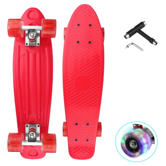 27 Inch Cruiser Skateboard Complete with LED Light Up Wheels for Beginner and Adults T-Tool Included