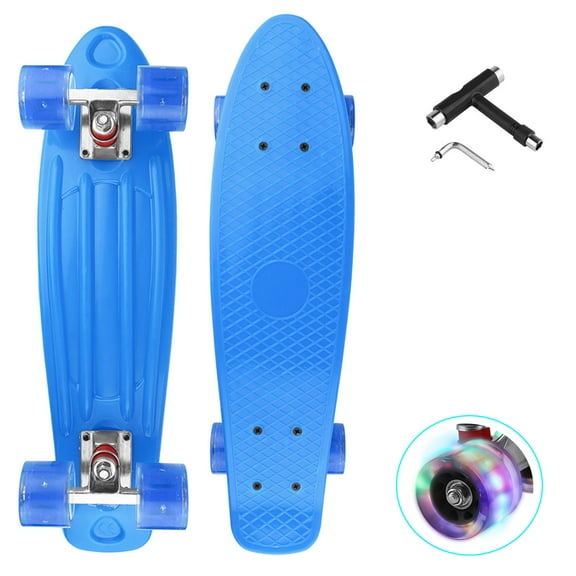 27 Inch Cruiser Skateboard Complete with LED Light Up Wheels for Beginner and Adults T-Tool Included