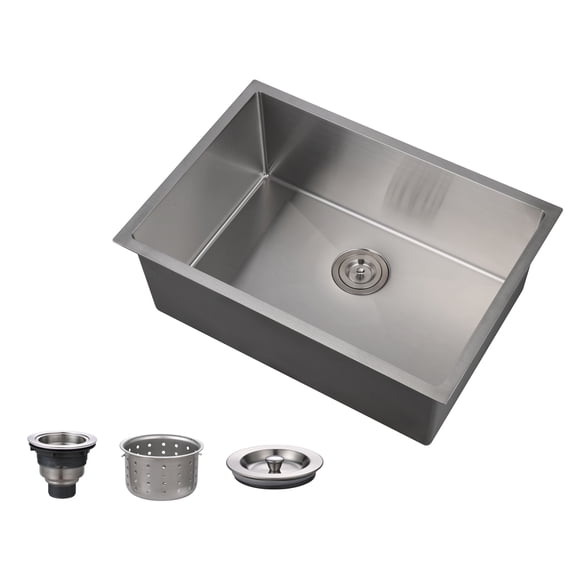 27 Inch Undermount Kitchen Sink Superior Drain Kitchen Sinks Stainless Steel, Deep Single Bowl Integrated Ledge Multifunctional Workstation Set (27"L×19"W×10"D)
