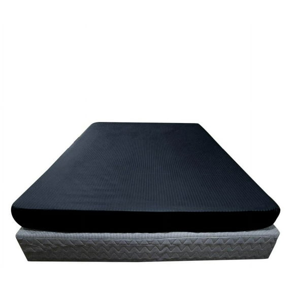 27 Inch Extra Deep Fitted Sheet/Bottom Sheet (Olympic Queen, Stripe Navy Blue) - 1800 Series Brushed Microfiber - Deep Pocket Fitted Sheet by The Great American Store