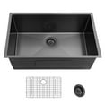 thumbnail image 1 of 27 Inch Farmhouse Undermount Kitchen Sink,18 Gauge Stainless Steel Kitchen Sink with Chrome Bottom Grid and Strainer Drain,Gunmetal Black, 1 of 6