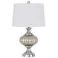 thumbnail image 1 of 27 Inch Glass Turned Style Base Table Lamp with Dimmer, Silver- Saltoro Sherpi, 1 of 5