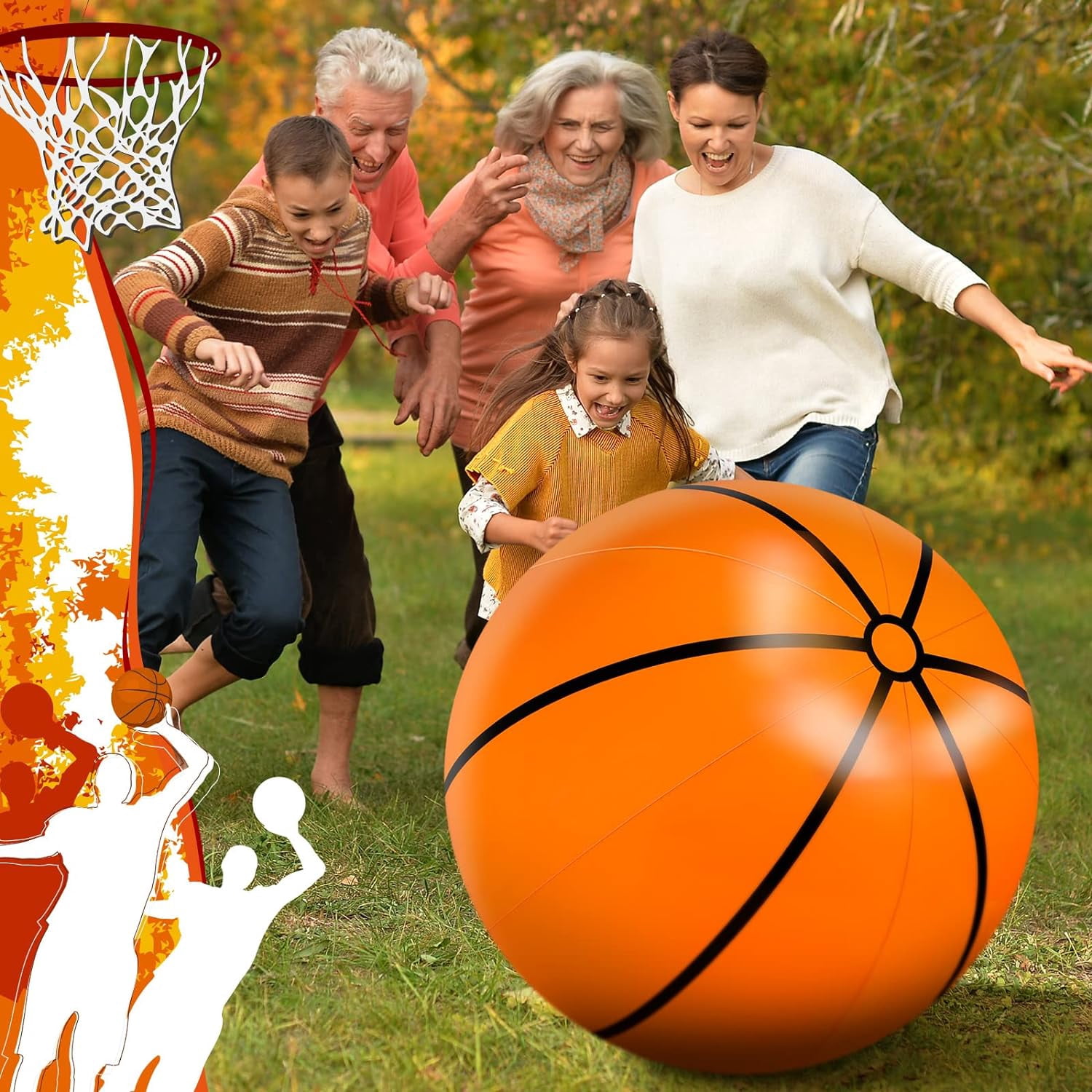 Ballon de basket gonflable orange et noir 25 cm jouet de plage, accessoire