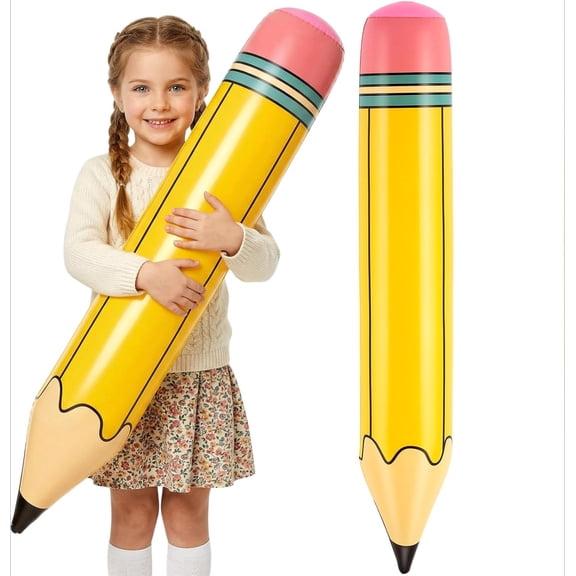 27 Inch Inflatable Pencils, Large Inflatable Crayons Blow Up Pencil, Graduation Party Decoration, Welcome Back to School Pencil Balloons for Classroom Garden Birthday Party Decorations