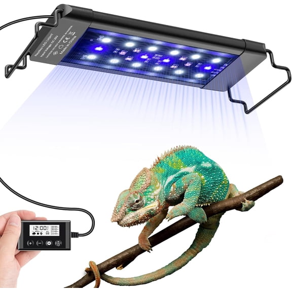 27-Inch LED Light for Reptiles with Controller, Full Spectrum Reptile Light with Auto 24-Hour Cycle Timer & 10 Dimmable for Bearded Dragons, Turtles, Frogs, Snakes, Plants