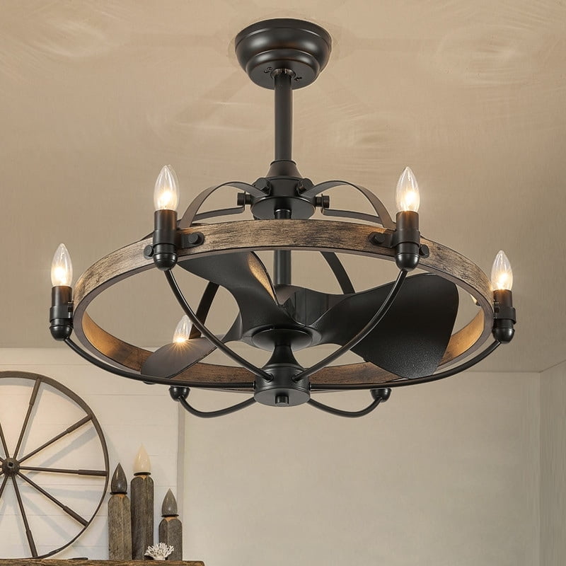 Rustic Wagon Wheel Ceiling Fan Shelly Lighting