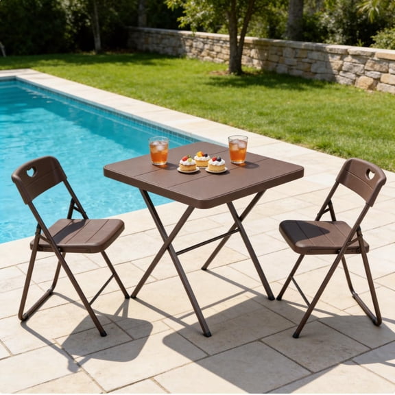 27 Inch Square Folding Table Heavy Duty Steel Frame Portable Camping Picnic Coffee Table for Small Spaces RV Parties 400 LBS Capacity