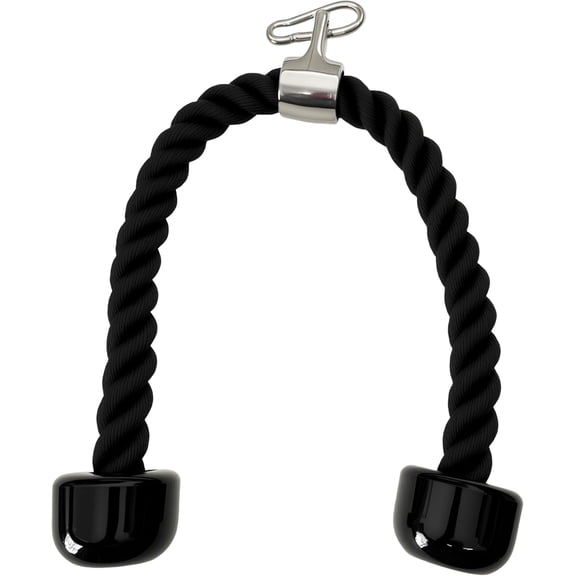 27 Inch Tricep Rope Cable Attachment Heavy Duty Nylon Braided Gym Rope for Cable Machine LAT Pull Down Face Pulls Tricep Pushdowns Premium Fitness Accessories for Home Gym Black