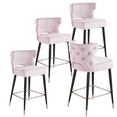 thumbnail image 1 of 27 Inch Velvet Counter Height Dining Chairs, Modern Dining Chair with Black Metal Legs, Simple Bar Stool Upholstered Dining Chairs, Accent Desk Chair Dining Room, Kitchen, Vanity(Pink,Set of 4), 1 of 9
