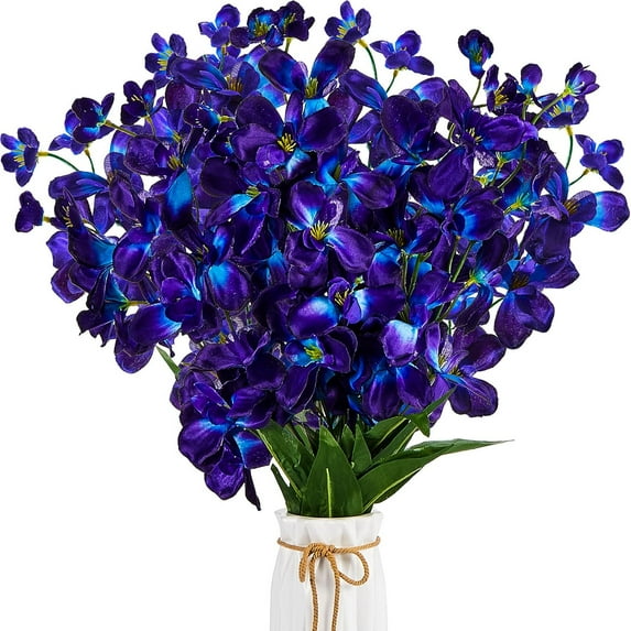 27 Inches Artificial Purple Blue Orchid Faux Flowers Purple Orchids Silk Flowers for Wedding Dinning Home Restaurant Decoration Bridal Bouquet Corsage Boutonniere Wreath Decor (8)
