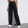 thumbnail image 1 of 27" Inseam Sweatpant Jeans Women Soft High Waisted Wide Leg Jeans Plus Size Boyfriend Jeans Comfy Denim Sweatpants with Pockets Black XL, 1 of 7