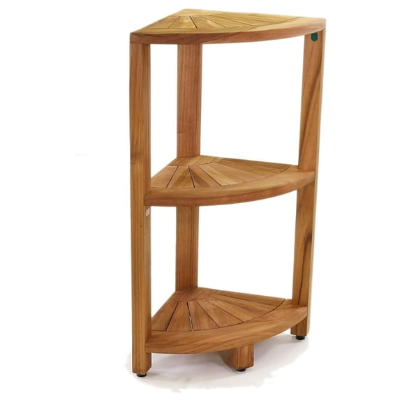 27" Kai-Petite Teak Corner Shelf Stand - Shower Stand with 3 Tier Shelf for Bathroom - Durable Water Resistant Shower Organizer - Space-Saving Storage Shelves with Anti-Slip Feet