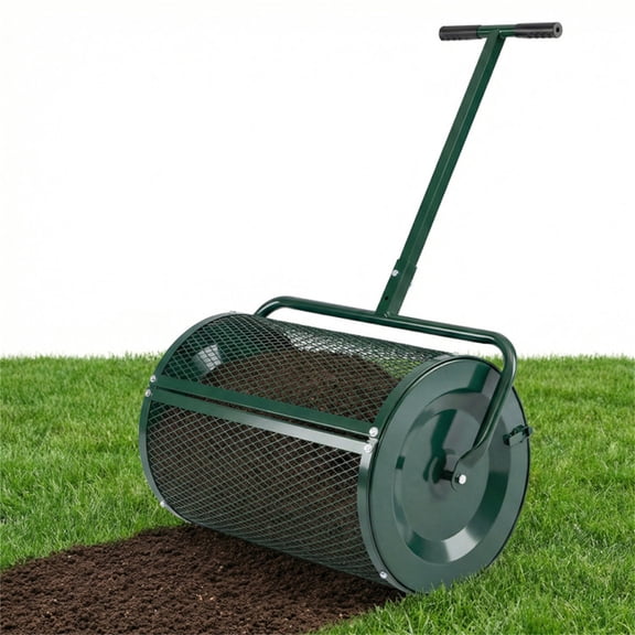 27" Lawn Fertilizer Spreader with Diamond Mesh & Clump-Free