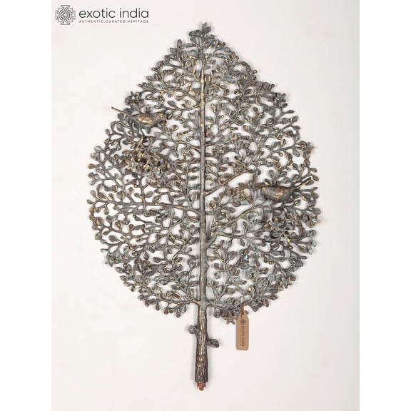 27" Leaf Design Wall Hanging Tree in Brass