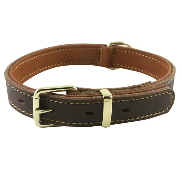 27" Length, 1.75" Width, Perfect for Fashionable Pets Chic Brown Leather Collar