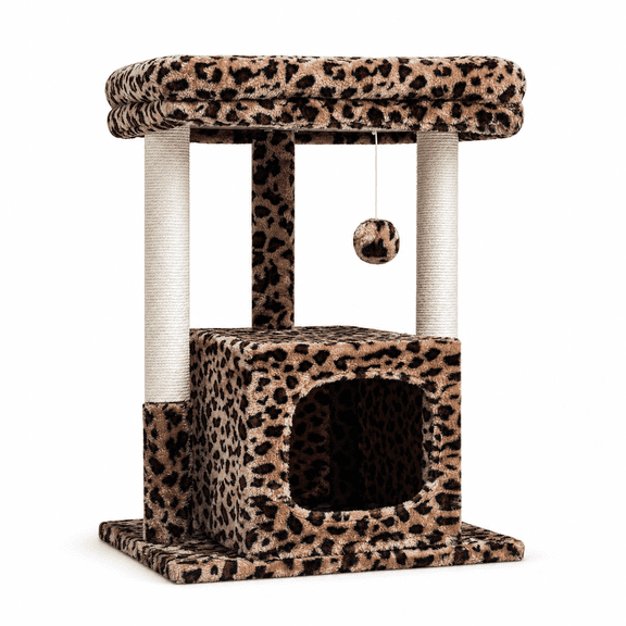 27" Leopard Print Cat Tree Indoor Cat Activity Tower
