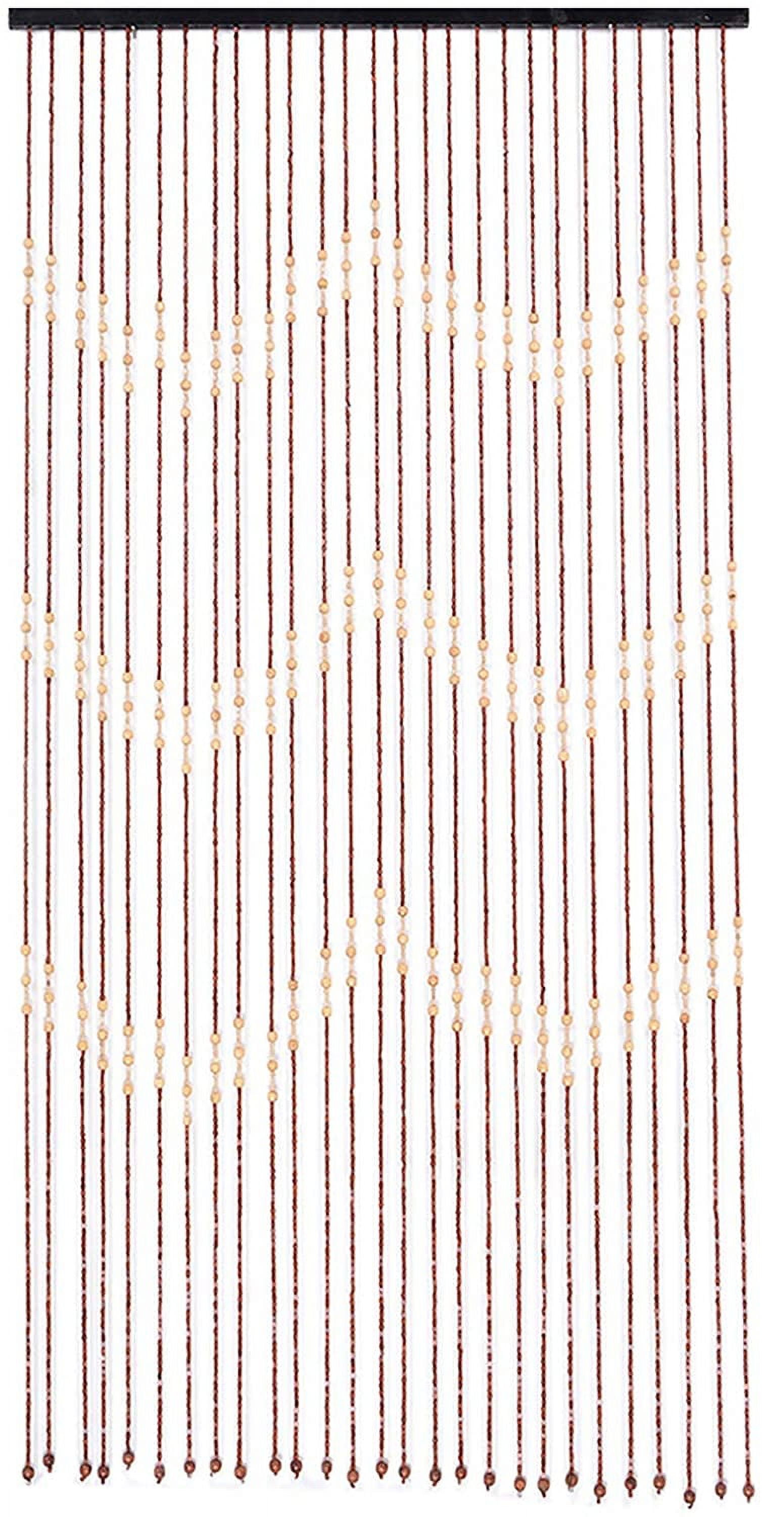 27 Lines Door Curtain Wooden Bead Curtain with Jagged Pattern,Macrame Curtain Wall Hanging, Doorway Window Curtains Handwoven Wedding Backdrop Arch (Wave pattern wooden bead curtain)90x175cm