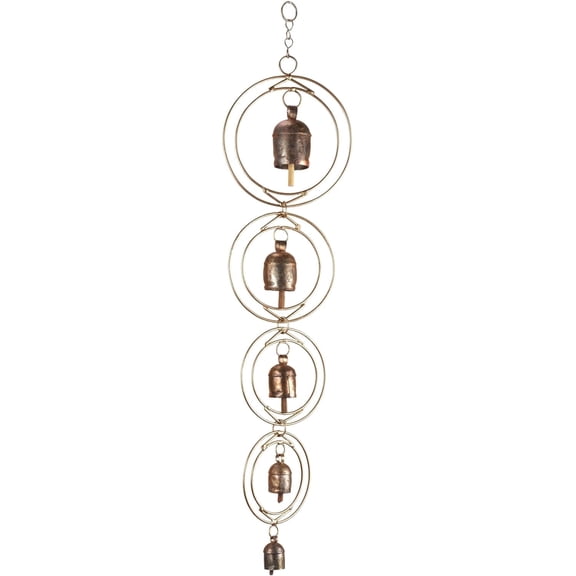 Vivanta 27 inch Metal Wind Chimes for Outside with 5 Tuned Bells – Rustic Gold – Windchimes for Outdoors Yard Decorations Deep Tone Chimes – Garden Decor for Outside with Decorative Bells