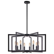 27" Modern 8-Light Black Chandelier, Geometric Metal Pendant Light Fixture for Kitchen Island, Dining Room, Entryway, or Foyer, Industrial Hanging Farmhouse Ceiling Light, Bulbs Not Included