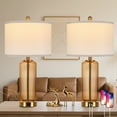 thumbnail image 1 of 27" Modern Glass Table Lamps with USB A+C Ports, Brown Bedside Lamps Desk Lamps for Bedroom, 1 of 8