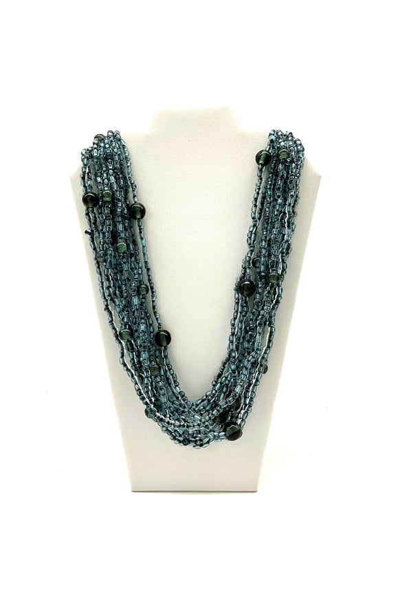 27" Navy Blue Glass Bead Necklace (Dozen)