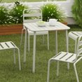 thumbnail image 1 of 27" Outdoor Heavy-Duty Metal Dining Table, All-Weather Patio Balcony Table, Garden Waterproof Table for Backyard, Garden, Deck, Porch, Indoor, Outdoor, Retro White, 1 of 10
